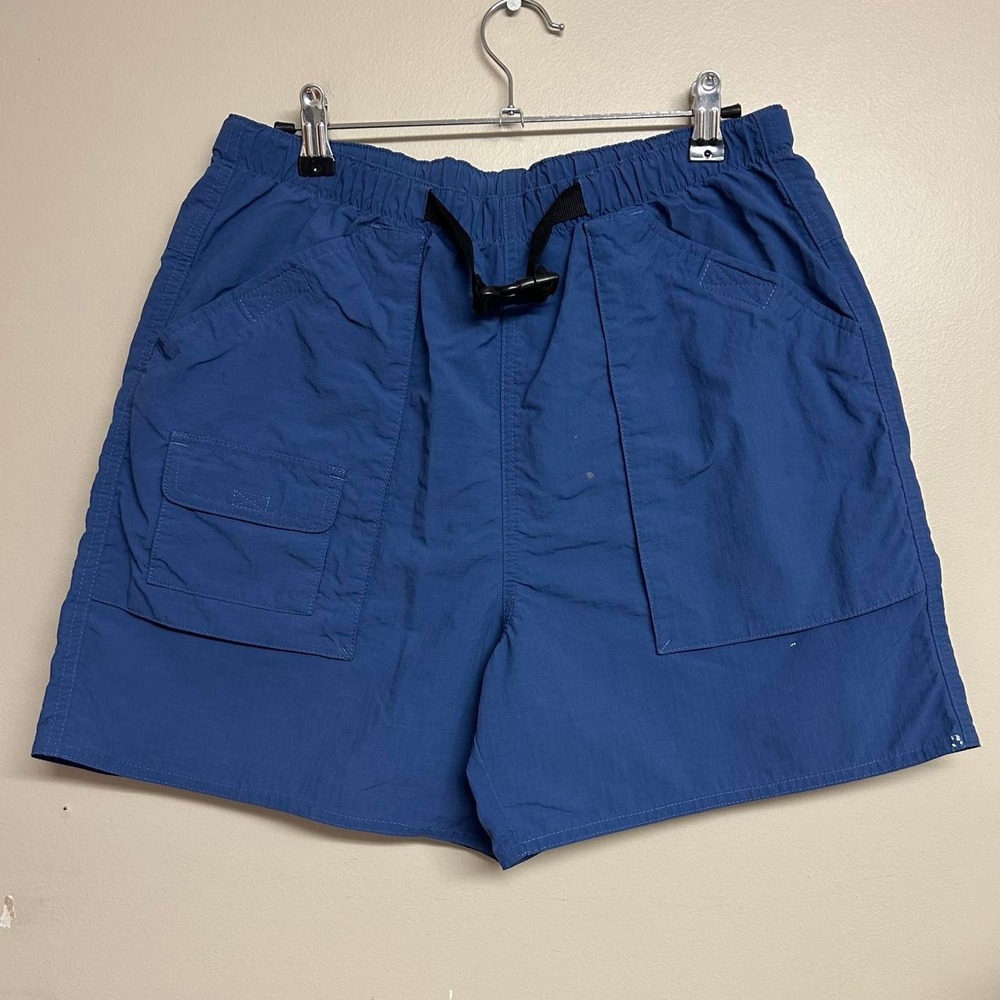 Vintage 90s Lands End Blue Fatigue Belted Outdoors Gridstop Shorts Mens S 28
